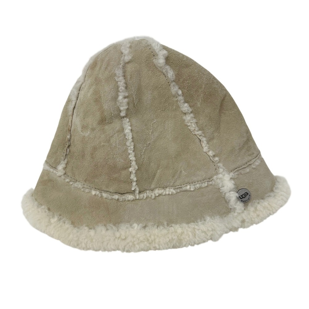 Ugg Sheepskin Shearling Bucket Hat Tan OS